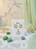 Mint Green Crystal Jewelry Set with Pendant & Stud Earrings