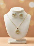 Mint Green Crystal Jewelry Set with Pendant & Stud Earrings