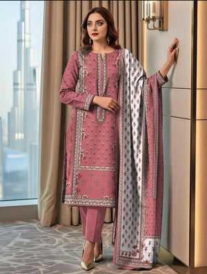 Elegant Printed Lawn Suit with Dupatta – Women’s 3 Piece Traditional Dress Set