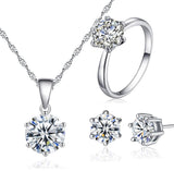 Luxury Solitaire Jewelry Set – Crystal Necklace, Ring & Stud Earrings Set for Women