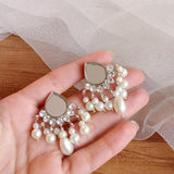 Luxury Pearl Tassel Earrings – Crystal Statement Drop Earrings for Women