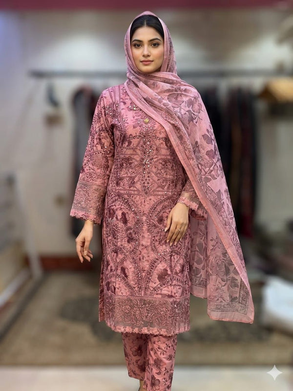 Rose Blush Embroidered Lawn Suit