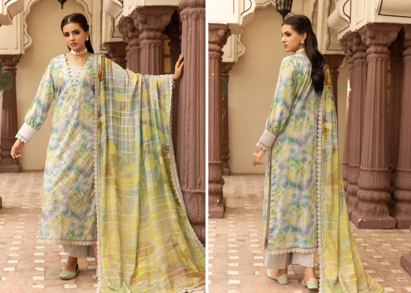 Lime Mist Printed Lawn Suit