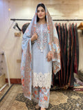 Powder Blue Embroidered Lawn Suit